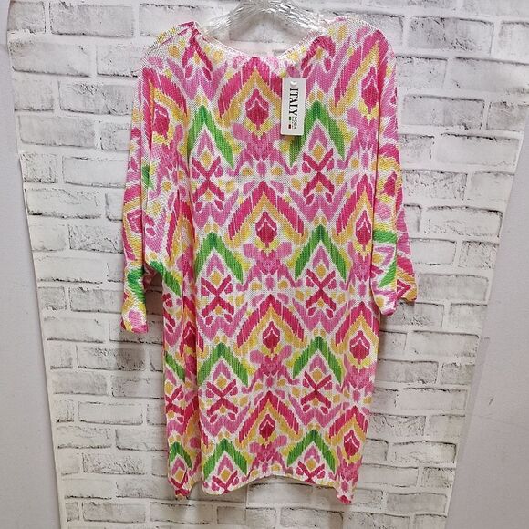 IMAXE Vibrant Patterned Dress - Pink, Green, Yellow - Picture 1 of 3